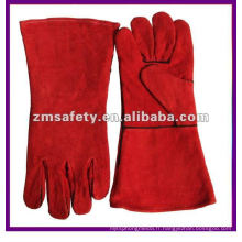 Gants de soudage en cuir fendu de vache de sécurité rouge pour les soudeurs travaillant ZMR107